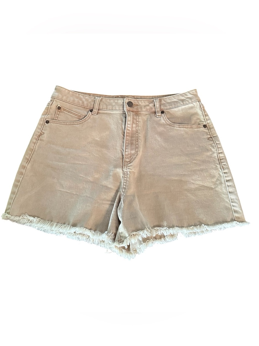 Volcom Beige High-Rise Frayed Hem Jean Shorts SZ 30 Sand